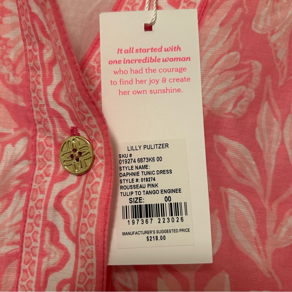 Lilly Pulitzer Daphnie Tunic Dress Tulip to Tango Engineered Linen Sz 00 NWT - Picture 5 of 7